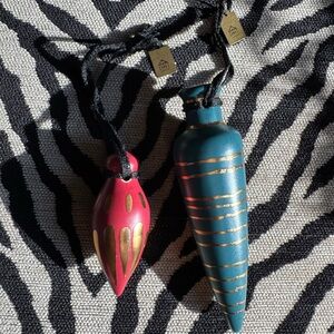 Decorative Hanging Ornaments - Red and Teal